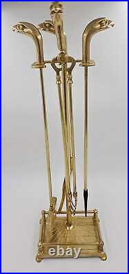 Rare & Regal Maison Jansen Style Brass Bald Eagle Fireplace Tool Set C. 1950s