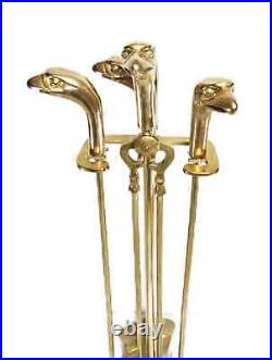 Rare & Regal Maison Jansen Style Brass Bald Eagle Fireplace Tool Set C. 1950s