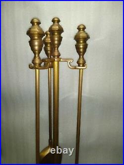 Rare Stone Mfg Chippendale Handmade Cast Brass Fire Set Bronze Toolset T-4 USA