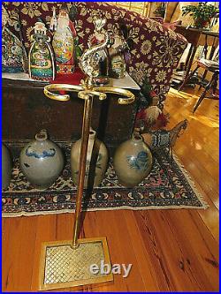 Rare Va Metalcrafters/harvin 4 Piece Classical Dolphin Brass Fireplace Tool Set