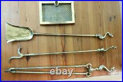 Rare Va Metalcrafters/harvin 4 Piece Classical Dolphin Brass Fireplace Tool Set