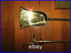 Rare Va Metalcrafters/harvin 4 Piece Classical Dolphin Brass Fireplace Tool Set