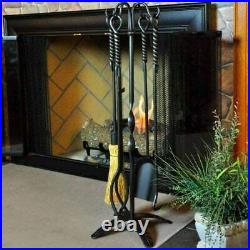 Rope Fireplace Tool Set Graphite/Black New