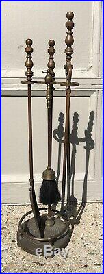 Royal Brass Antique Vintage Fireplace Poker Set, Solid, Tools Shovel Tongs Broom