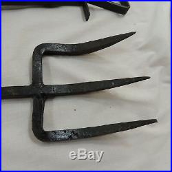 Rustic Fireplace Tool Set 5 Piece Wrought Iron 37 Hand Crafted