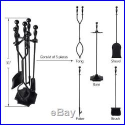 Rustic Fireplace Tools 5 Pieces Wrought Iron Tool Set Fireset Firepit Fire