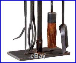 Rustic Modern Rivet Hearth Fireplace Fire Tools Set 5pc Industrial Antiqued Iron