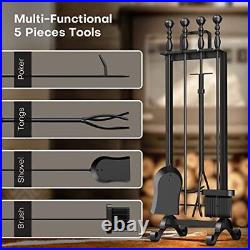 STEELEOPARD Fireplace Tools Set Heavy Duty Wrought Iron Fire Place Toolset wi