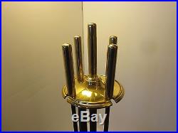 SUNSET Mid Century Modern Fireplace Set Brass Wrought IRON Poker tools VINTAGE