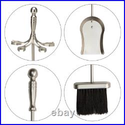 Satin Pewter Finish Steel 5-Piece Fireplace Tool Set WithHeavy Weight Construction