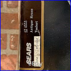Sears Five Piece Fireplace Tool Set, Antique Brass
