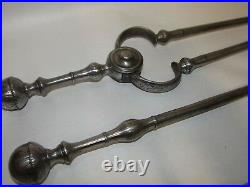 Set Antique American or English Wrought Iron Fireplace Tools