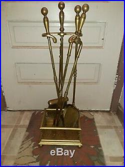 Set Of MID Century Modern Brass Golf Club Fireplace Tools