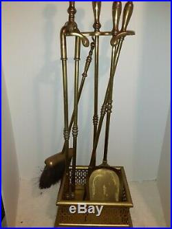 Set Of MID Century Modern Brass Golf Club Fireplace Tools