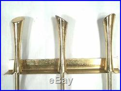 Set Of MID Century Modern Deskey Evans Brass Fireplace Tools And Holder