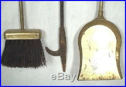 Set Of MID Century Modern Deskey Evans Brass Fireplace Tools And Holder