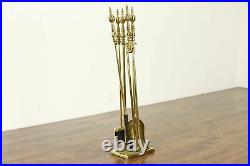 Set of Large Solid Brass Fireplace Hearth Tools, Virginia Metalcrafters #36751