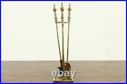 Set of Large Solid Brass Fireplace Hearth Tools, Virginia Metalcrafters #36751