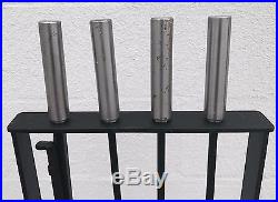 Set of Modernist Fireplace Tools Black & Stainless Steel Handles By Pilgrim