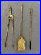 Set of Victorian Brass Copper Fireplace Tools 19th Century Shovel Poker Tongs