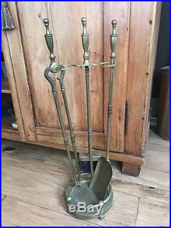 Set of Vintage Fireplace Tools with stand made of brass