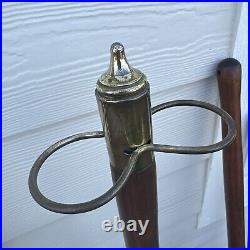 Seymour Long Handle 4 Piece FirePlace Complete Tool Set Metal Brass Wood Vintage