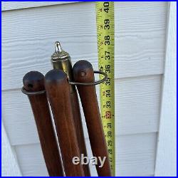 Seymour Long Handle 4 Piece FirePlace Complete Tool Set Metal Brass Wood Vintage