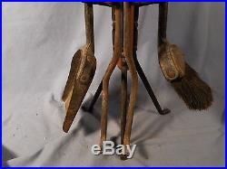Seymour Manufacturing 1950's FIREPLACE POKER IRON SET & STAND VINTAGE FIRE TOOLS