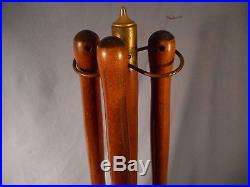 Seymour Manufacturing 1950's FIREPLACE POKER IRON SET & STAND VINTAGE FIRE TOOLS