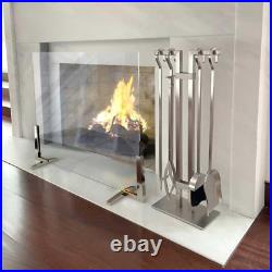 Sinclair Fireplace Tool Set, 29 Tall, Brushed Stainless Steel (18081)