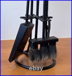 Studio Brass Metal Wrought Iron Brutalist Sculptural Fireplace Tool Set Mcm Vtg