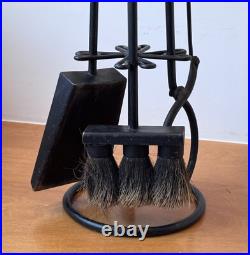 Studio Brass Metal Wrought Iron Brutalist Sculptural Fireplace Tool Set Mcm Vtg