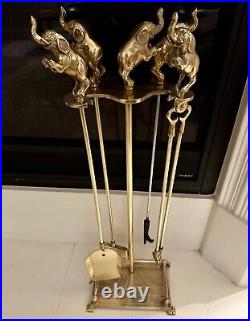 Stunning vintage elephant fireplace tools. 5 piece set