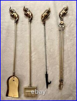 Stunning vintage elephant fireplace tools. 5 piece set