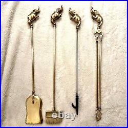 Stunning vintage elephant fireplace tools. 5 piece set