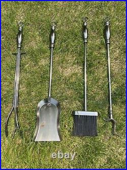 Stylish Fire Place Tool Set, 80, Metallic Finish, Broom, Shovel, Poker, Tongs