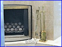 Sunset Vtg Mid Century Modern Hollywood Regency Brass Fireplace Tools Set