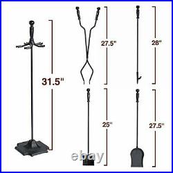 Syntrific 5 Pieces 32inch Fireplace Tool Set Black Cast Iron Fire Place Tool