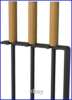 The Rack Co. Fireplace Tools Set with Metal Base and Wood Handle, broom