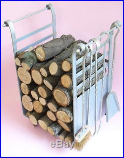 Tool set for fireplace iron silver with cart wood holders
