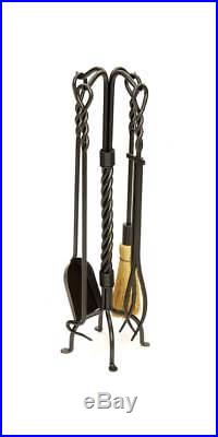 Twisted Rope Wrought Iron Fireplace Tool Set ID 2714