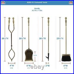 Unbranded Concord Fireplace Tool Set 30.5 Tall 5-Piece In Antique Brass Iron