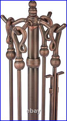 UniFlame, F-1657 5-PC Venetian Bronze Fireplace Tools Set with Heavy Crook Handles