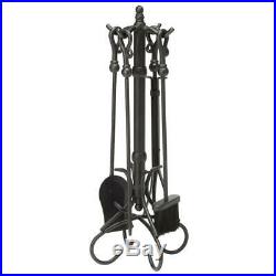 UniFlame Fireplace Tool Set Fire Place Crook HandlesBlack Wrought Iron 5 Piece