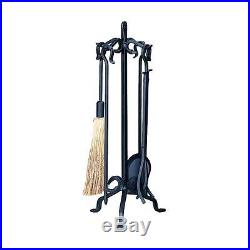 UniFlame Heavy Weight Black Wrought Iron 5-Piece Fireplace Tool Set