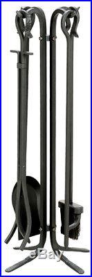 Uniflame Black Wrought Iron 5-pc Fireplace Tools Set with Crook Handles F-11140