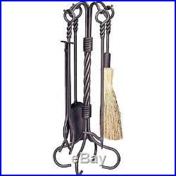 Uniflame Bronze Wrought Iron Fireplace Tools Set with Ring Twist Handles F-1643