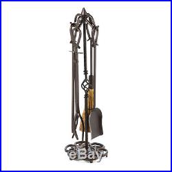 Uniflame Corporation 4 Piece Bronze Heavy Weight Fireplace Tool Set With Stand