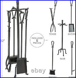 Uniflame F-1183 5pc Olde World Iron Finish Tool Set with Loop Handles Gray