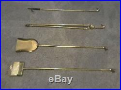 Used Fireplace Tools Set 5 Pieces Brass Duck Handles Shovel Tongs Brush Poker